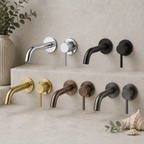 Tudeley Single Lever Wall Mounted Basin Mixer Tap with Knurled Handle & Waste – 5 Finishes