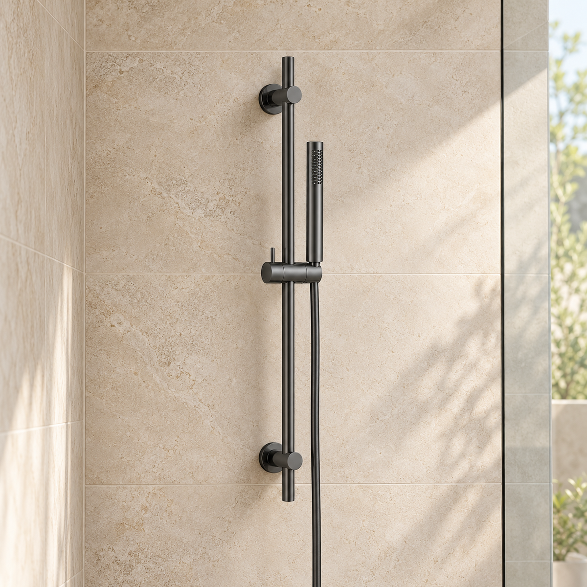 Tuscany Riser Rail Kit with Handset & Hose – Gunmetal