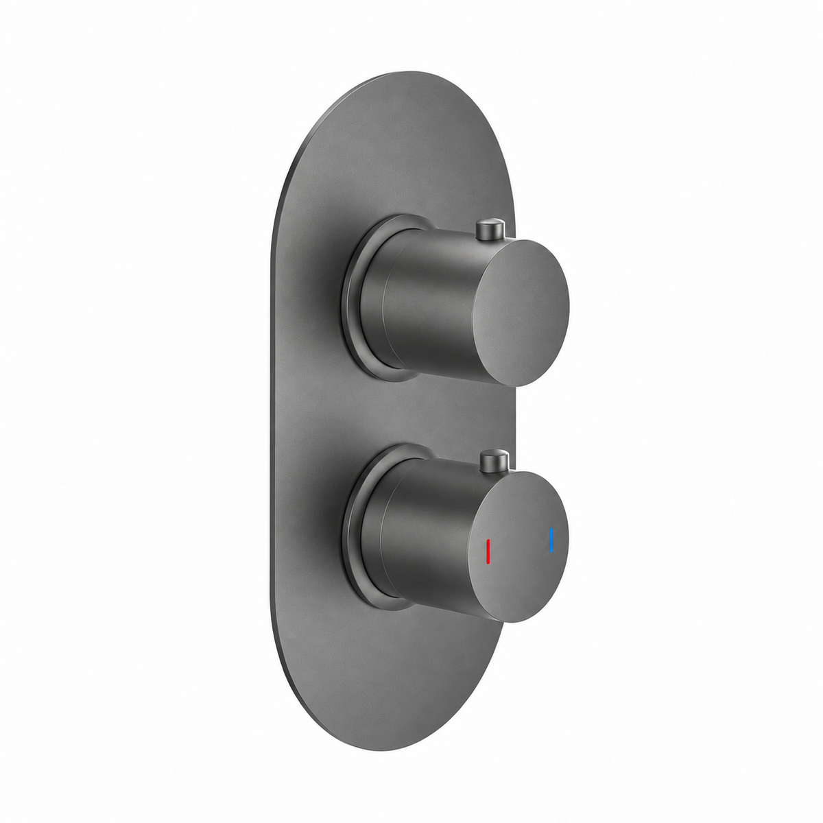 Tuscany Round Twin Thermostatic Shower Valve – Gunmetal, 2 Outlets
