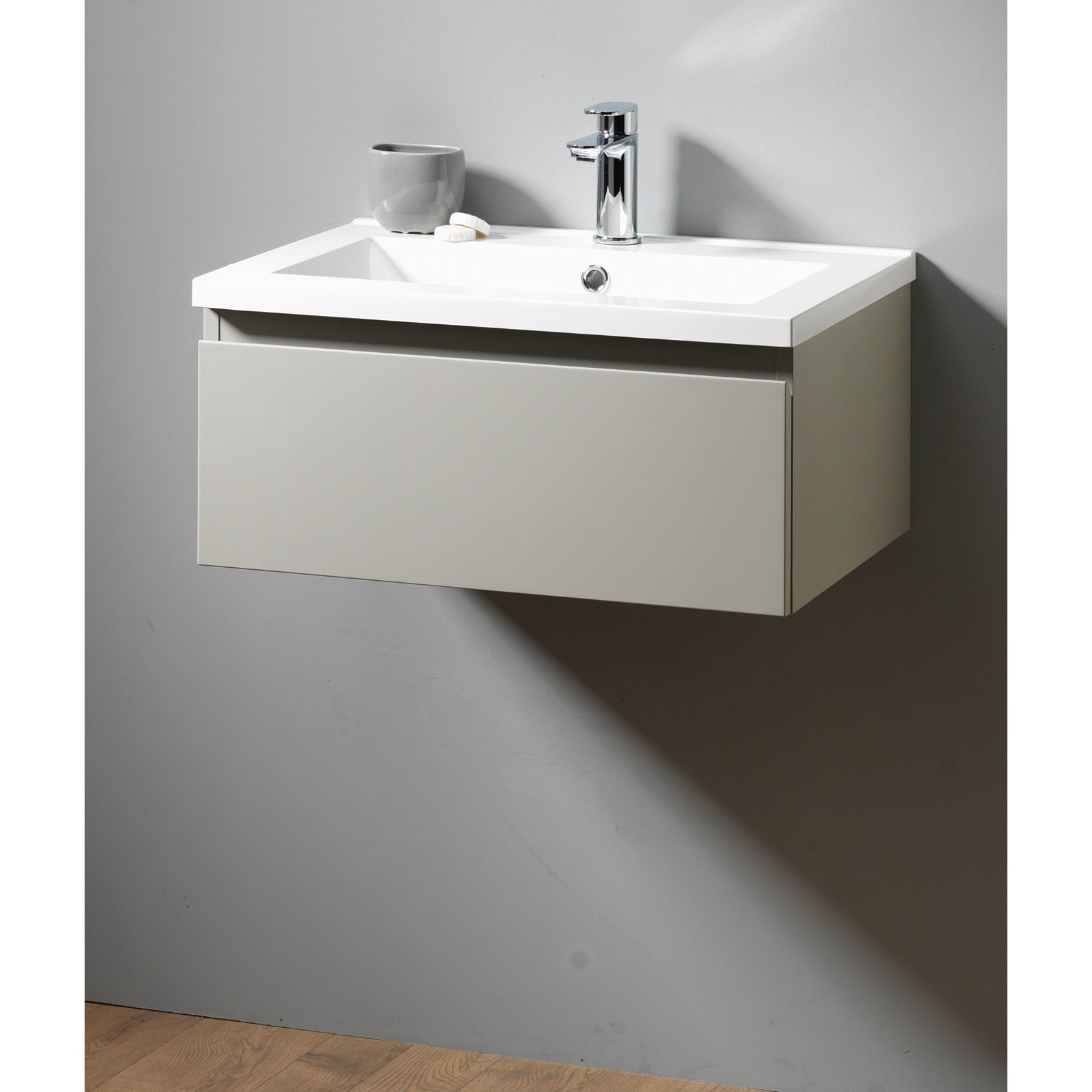 Urban 500mm Wall-Hung Base Unit & Basin - Pearl Grey