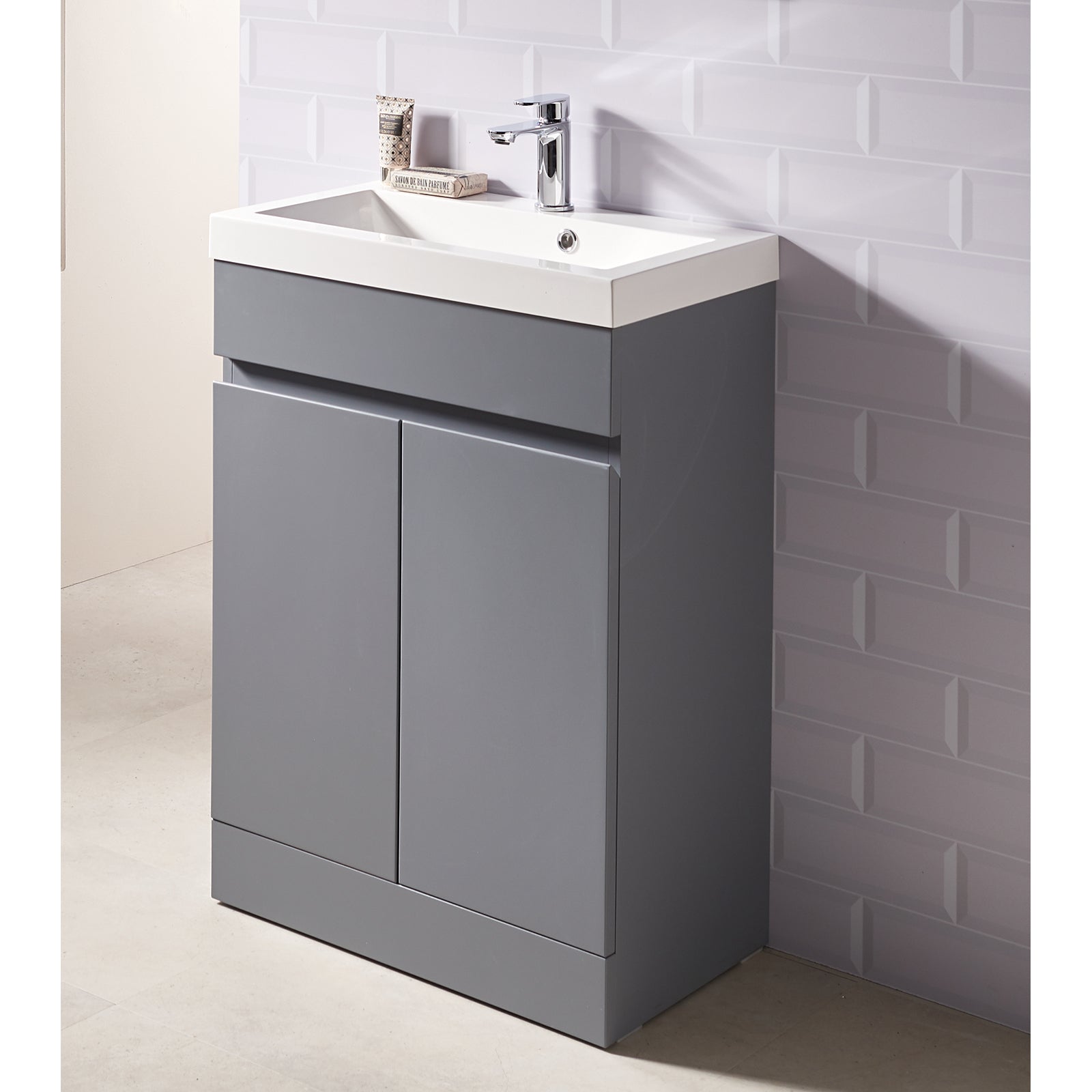 Urban 600mm Base Unit & Basin - Pearl Grey