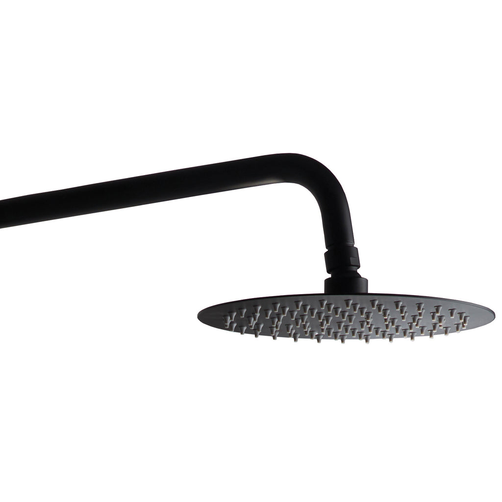 Utah Round Fixed Shower Head & Wall Arm – Matt Black