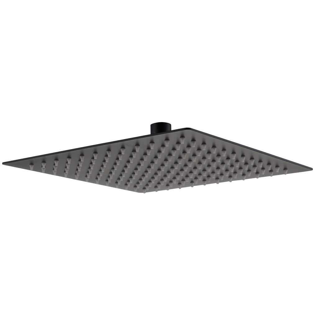 Utah 250mm Square Fixed Shower Head & Ceiling Arm – Matt Black