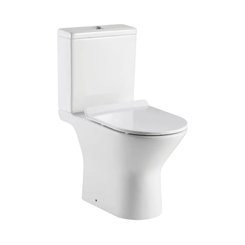 Venice Rimless Close Coupled Pan with Open Sides and Soft Close Seat