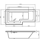 Vermont 1500 x 700mm Shower Bath - RH