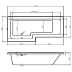 Vermont 1700 x 700mm Shower Bath - RH