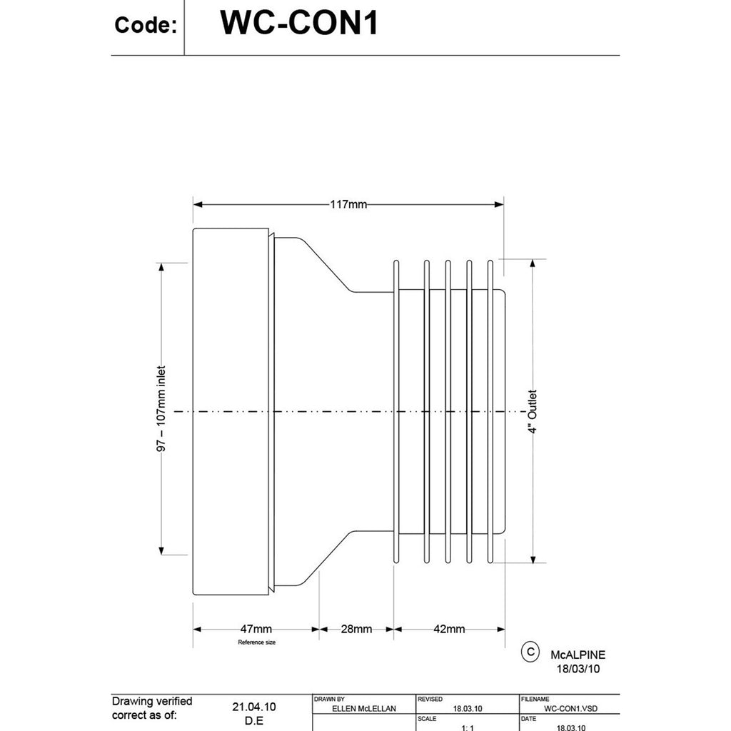 McAlpine Straight Rigid WC Connector