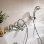 Yalding Deck Mounted Bath Shower Mixer with Handset – Chrome