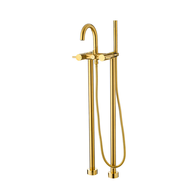 Levo Floorstanding Bath Shower Mixer - Brushed Gold