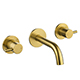 Levo 3 Hole Wall Mounted Basin/Bath Mixer - Brushed Gold