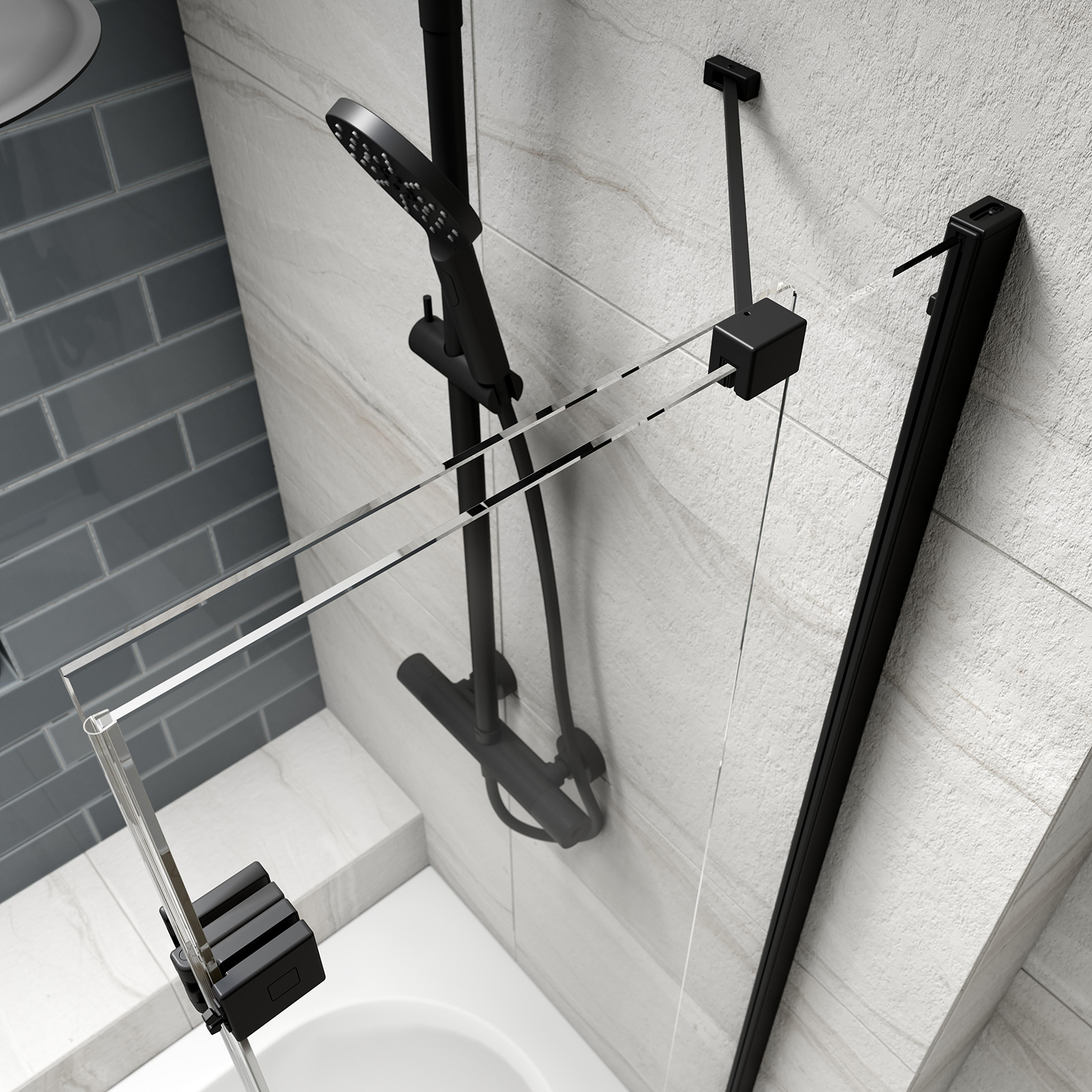 Kudos Inspire 2 Panel In-Fold Bath Screen - Right Hand - Matt Black ...