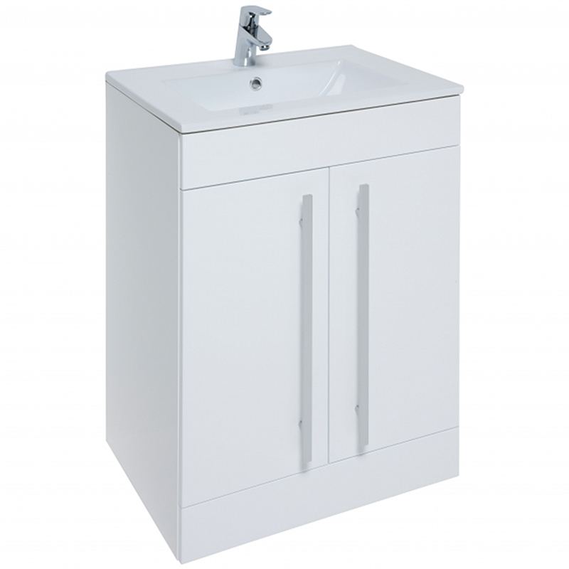 K-Vit Purity 600mm Floor Standing 2 Door Unit & Basin - Gloss White ...